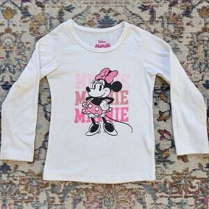 Disney Jr. Minnie Long Sleeve White Top, Size 4T